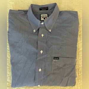 Faconnable Vintage Narrow Pinstripe Button Down Shirt in Blue Size XL